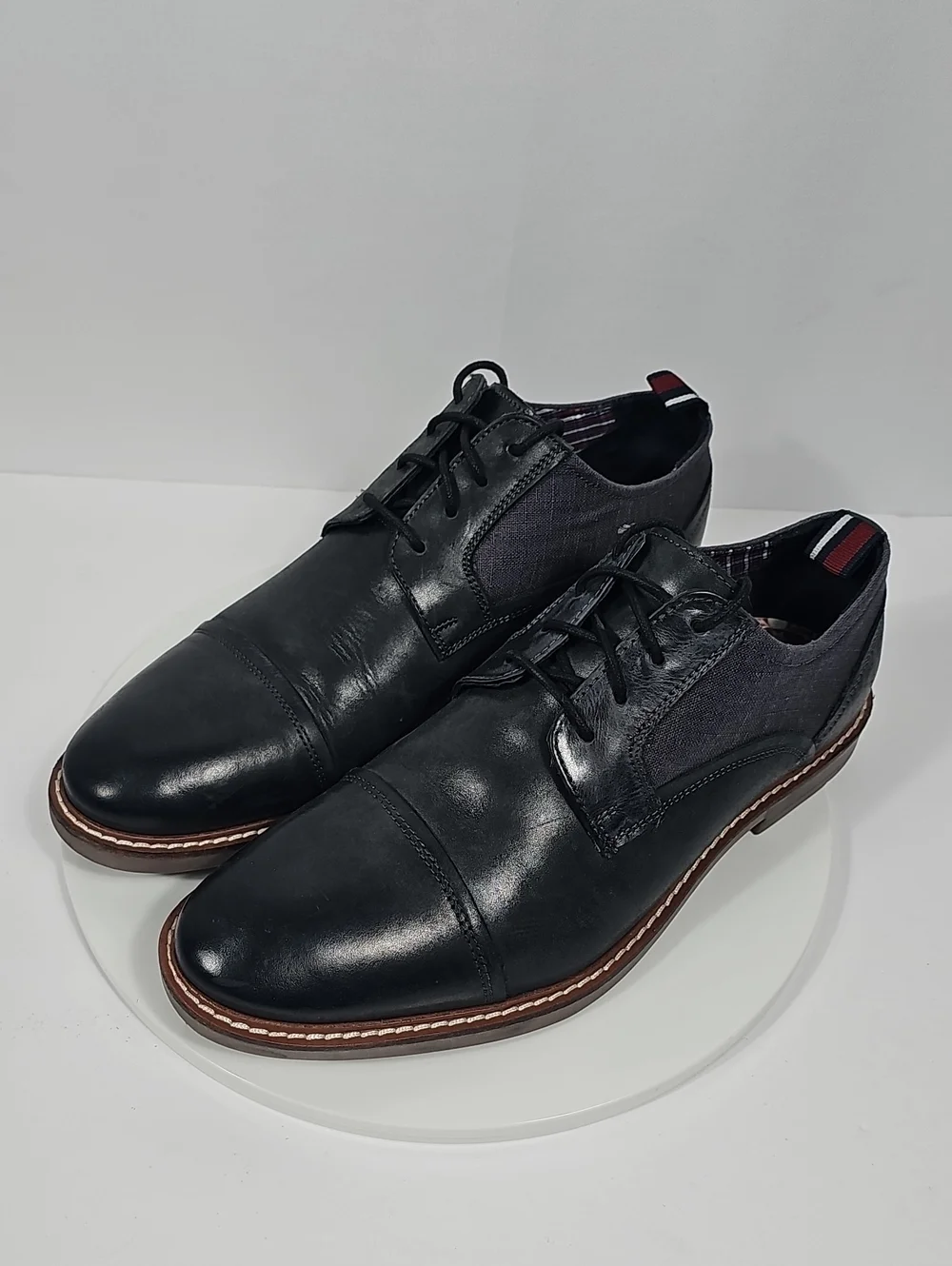 Ben Sherman Birk Cap Toe Oxford Leather Dress Shoes Black 9 Wedding Office Mod